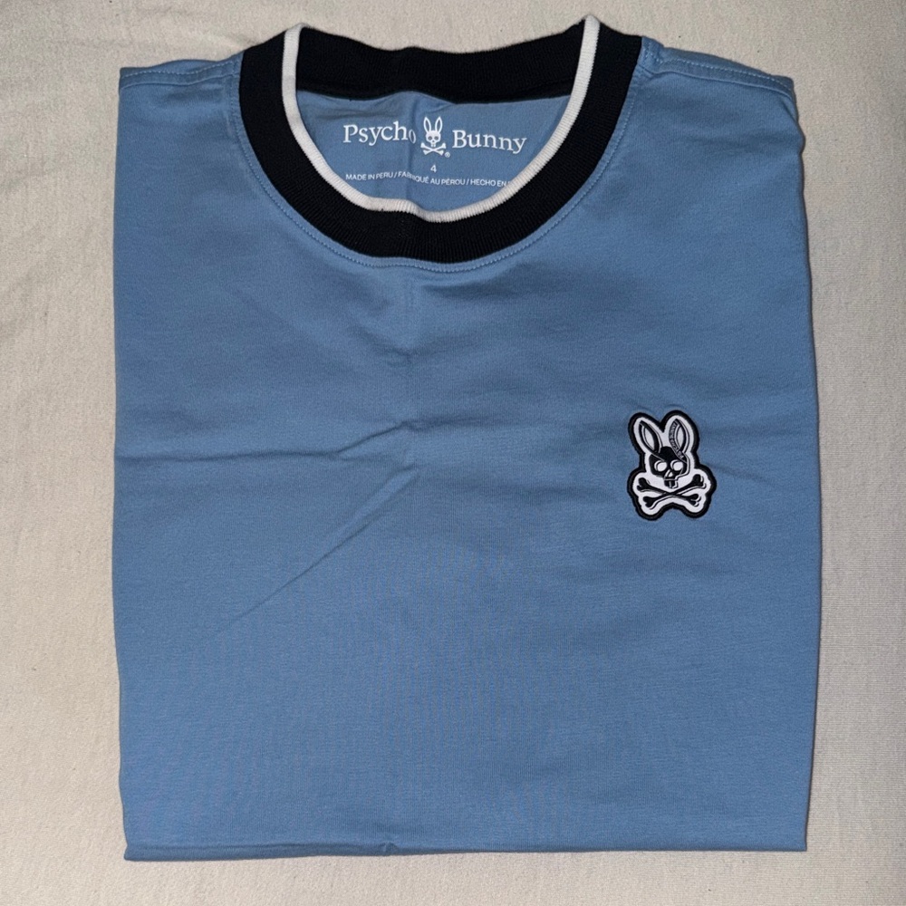 Psycho Bunny Light Blue Tee with Black Trim